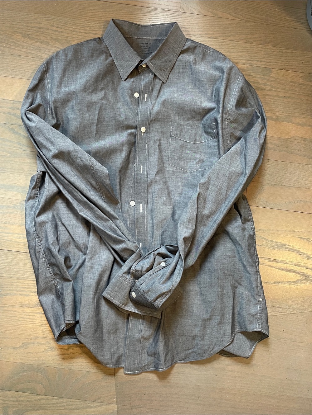J. Crew Men's Heather Gray Long-Sleeve Button-Down Shirt